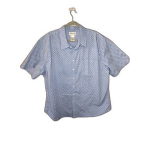 John Blair Men's Light Blue and Navy Classics Short Sleeve Print Shirt Size 2XL